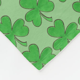 Green Shamrock Clover Lucky St. Patrick's Day Fleece Blanket