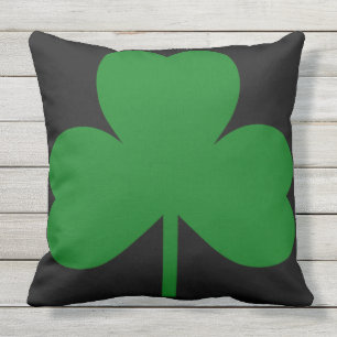 Green Shamrock Clover Outdoor Pillow
