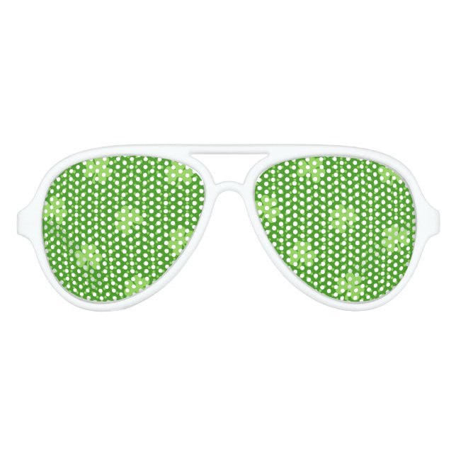 Green Shamrock Clover Pattern Saint Patricks Day Aviator Sunglasses (Front)