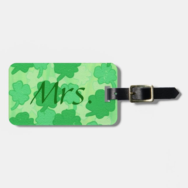 Green Shamrock Collage, Mrs. Luggage Tags (Front Horizontal)
