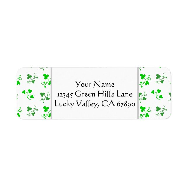 Green Shamrock Custom Return Address Template (Front)