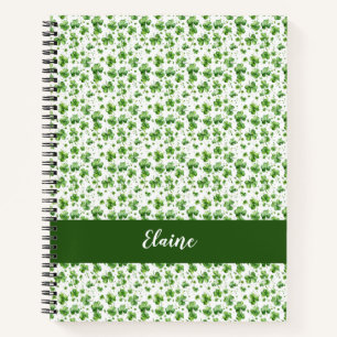 Green Shamrock Custom Spiral Notebook Gift Irish