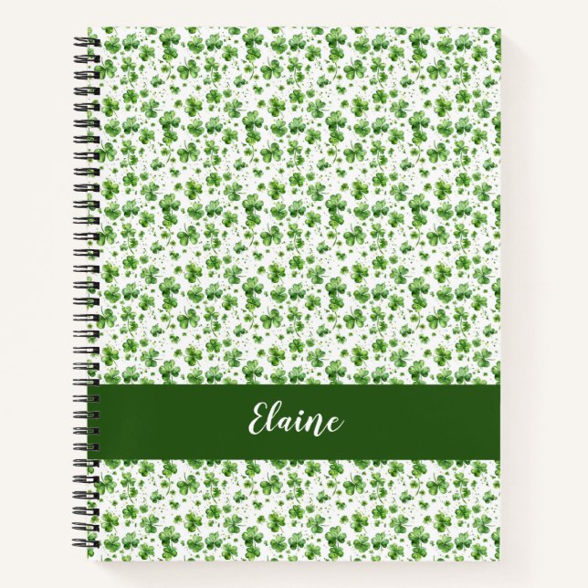 Green Shamrock Custom Spiral Notebook Gift Irish (Front)