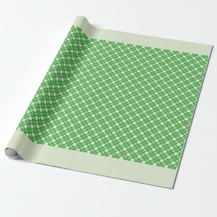 Green Shamrock Four leaf Clover Hearts pattern Wrapping Paper