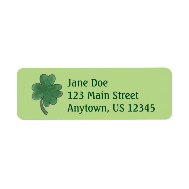 Green Shamrock Four Leaf Clover Lucky Labels (Front)