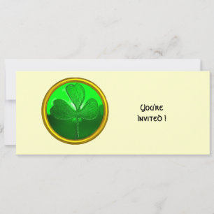 GREEN SHAMROCK GEMSTONE ,ST PATRICK'S DAY PARTY INVITATION