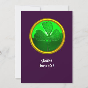 GREEN SHAMROCK GEMSTONE ,ST PATRICK'S DAY PARTY INVITATION