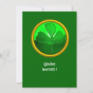 GREEN SHAMROCK GEMSTONE ,ST PATRICK'S DAY PARTY INVITATION