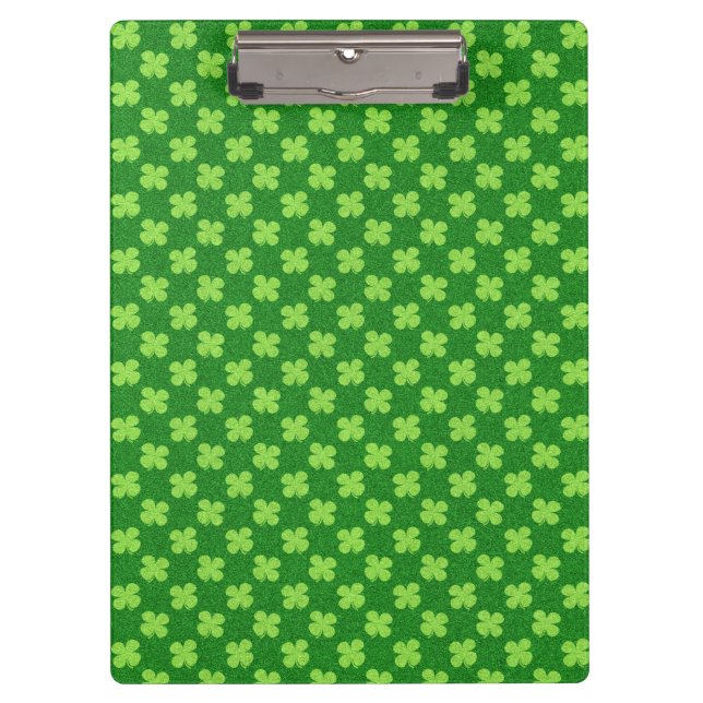 Green Shamrock Glitter Clipboard (Front)
