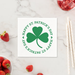 Green Shamrock Happy St. Patrick's Day Party Napkin