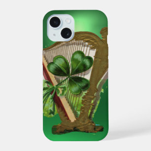 GREEN SHAMROCK HARP green iPhone 15 Case