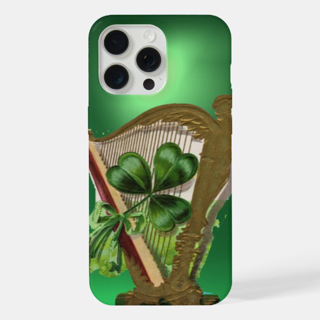 GREEN SHAMROCK HARP St Patrick Day iPhone Case (Back)