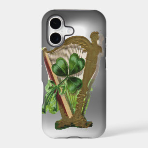 GREEN SHAMROCK HARP white