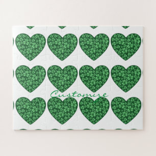 green Shamrock heart St Patrick's Day Jigsaw Puzzle