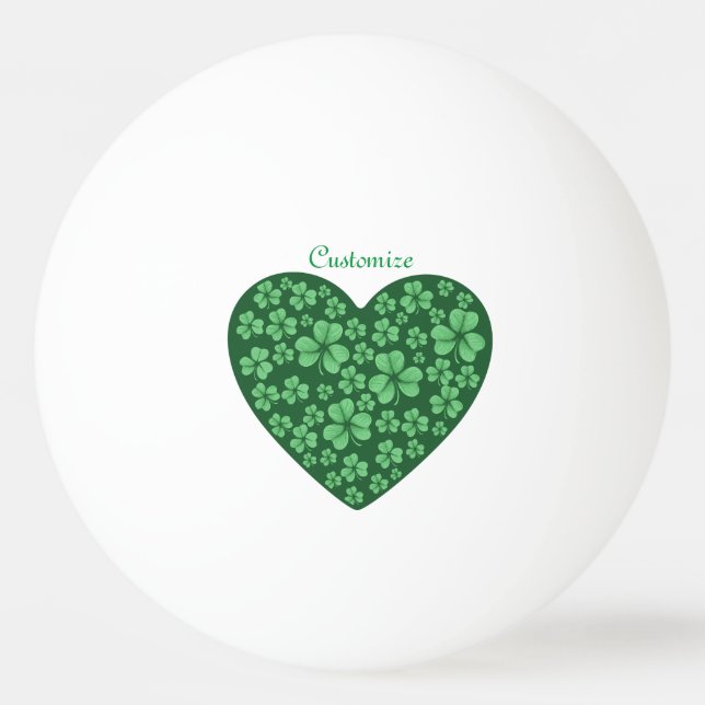 green Shamrock heart St Patrick's Day Ping Pong Ball (Front)