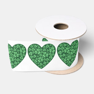 green Shamrock heart St Patrick's Day Satin Ribbon