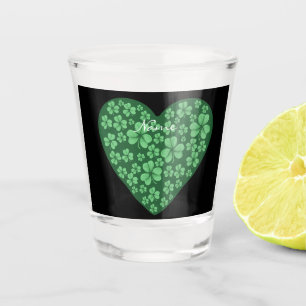 green Shamrock heart St Patrick's Day Shot Glass