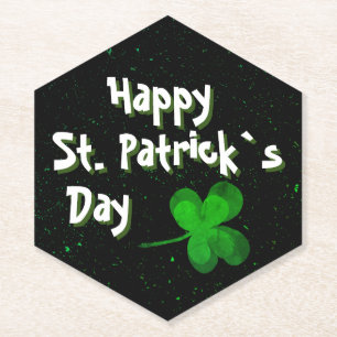 Green Shamrock Irish Happy St. Patrick`s Day  Paper Coaster
