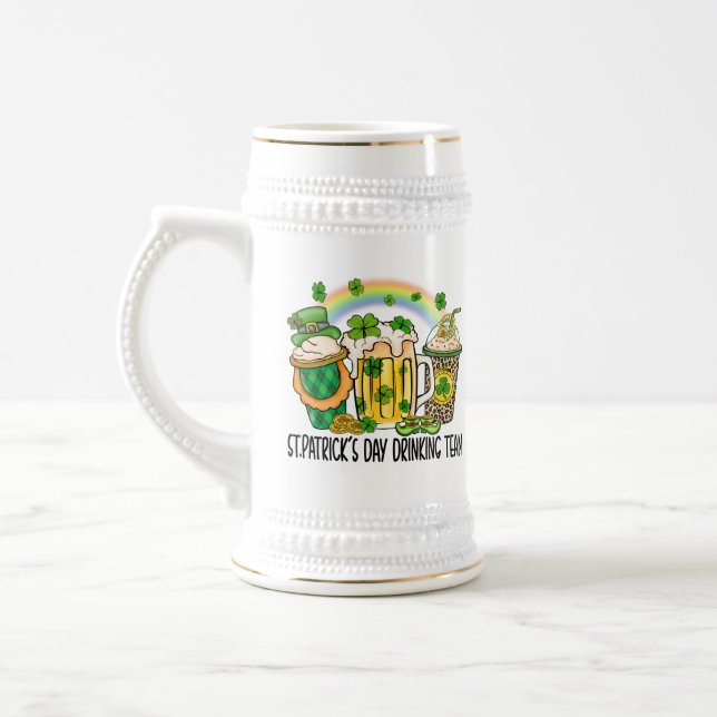 Green Shamrock Irish St Patrick's Drinking Team Beer Stein (Left)