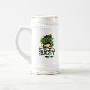 Green Shamrock Irish St Patrick's One Lucky Mama Beer Stein