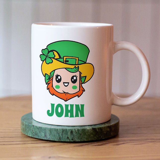 Green Shamrock Leprechaun Personalized Name  Coffee Mug (Creator Uploaded)