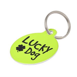 Green Shamrock Lucky Dog Custom Pet Tag