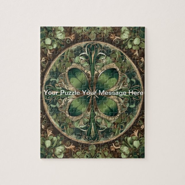 Green Shamrock Mandala Jigsaw Puzzle (Vertical)