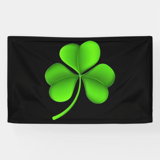 Green Shamrock On Black (h) bnrcnt Banner (Horizontal)
