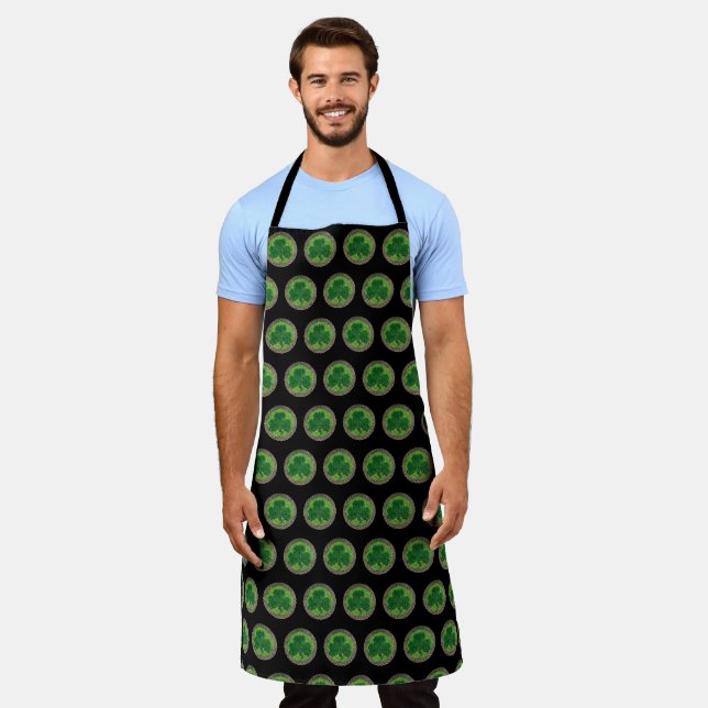 Green Shamrock On Celtic Knots Apron (Worn)