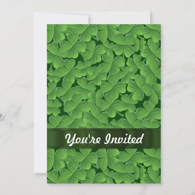 Green shamrock pattern invitation (Front)