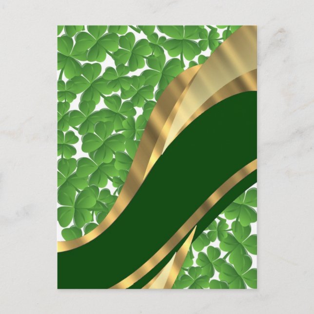 Green shamrock pattern postcard (Front)