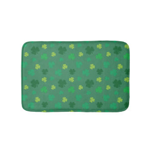 Green Shamrock Pattern St Patricks Day Bath Mat