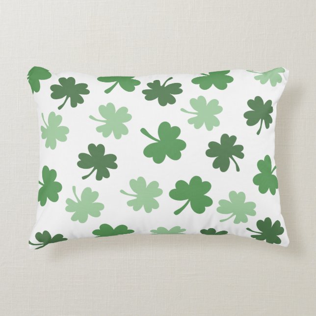 Green Shamrock patterns  St. Patrick's Day Sherpa Accent Pillow (Front)