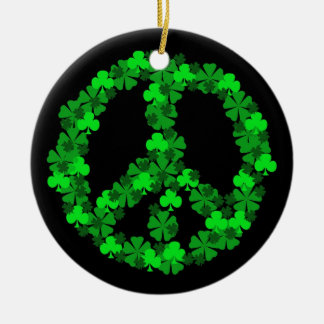 Green Shamrock Peace Sign Ornament