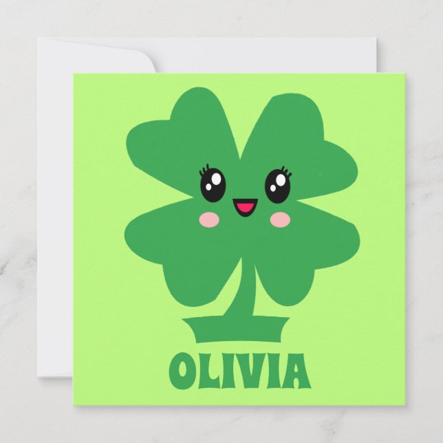 Green Shamrock Personalized Flat Card (Front)