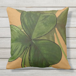 Green Shamrock Plants on Custom Colour Outdoor Pillow
