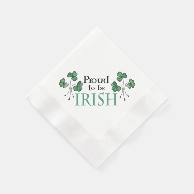 Green Shamrock Proud to be Irish Paper Napkins (Corner)