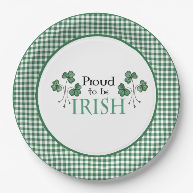 Green Shamrock Proud to be Irish Paper Plate (Front)