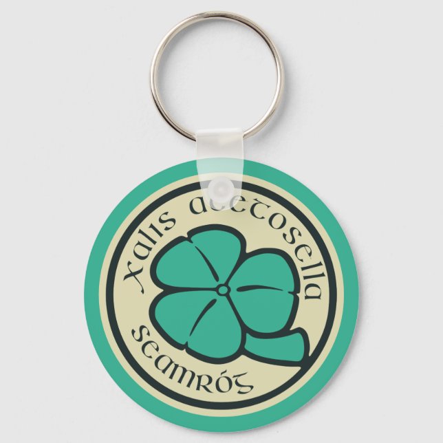 Green Shamrock Saint Patrick's Day Floral Art Keychain (Front)