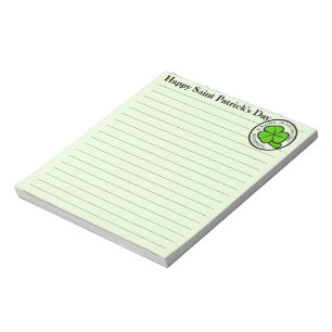 Green Shamrock Saint Patrick's Day Floral Art Note