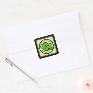 Green Shamrock Saint Patrick's Day Floral Art Square Sticker