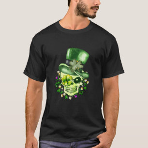 Green Shamrock Skull Irish Ireland St Patricks Day T-Shirt