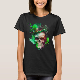 Green Shamrock Skull Irish Ireland St Patricks Day T-Shirt
