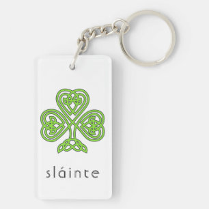 Green Shamrock Slainte St. Patrick's Day Celtic  Keychain