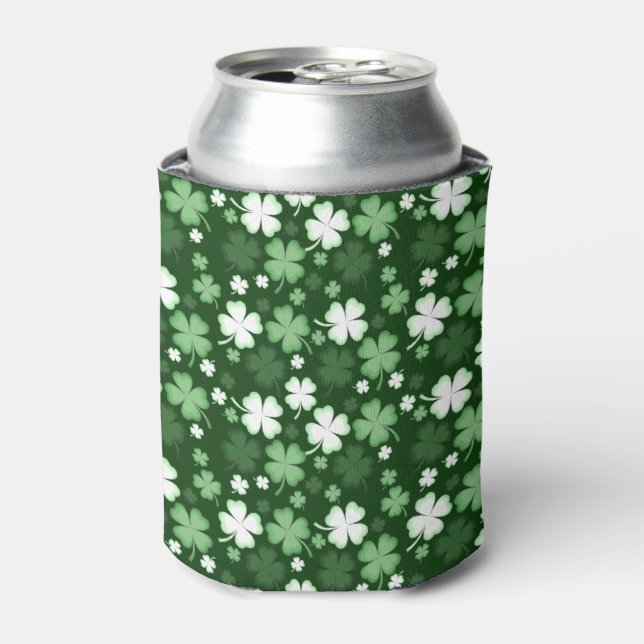Green Shamrock, St. Patrick's Day Can Cooler (Can Front)