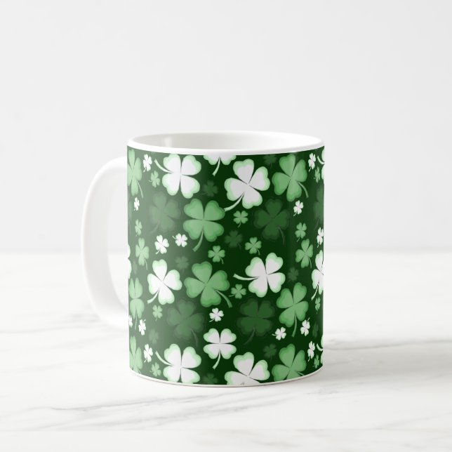 Green Shamrock, St. Patrick's Day Coffee Mug (Front Left)