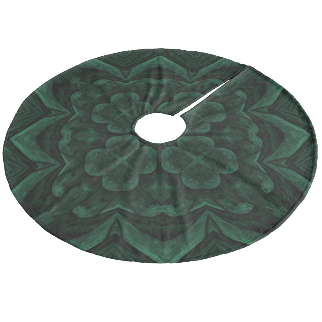 Green Shamrock St. Patrick's Day Holiday Fleece Tree Skirt (Angled)