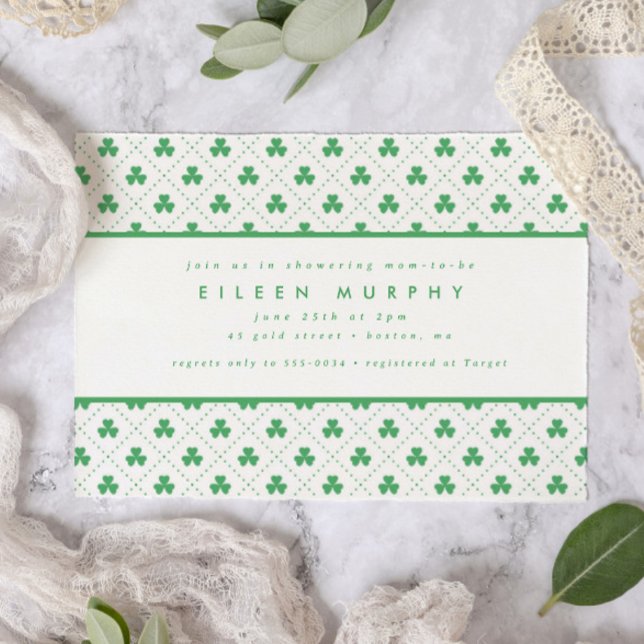 Green Shamrock St. Patrick's Day Irish Baby Shower Invitation (Creator Uploaded)
