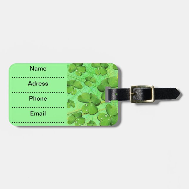 Green Shamrock St Patrick's Day Luggage Tag (Front Horizontal)