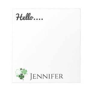Green Shamrock, St. Patrick's Day Personalized Notepad